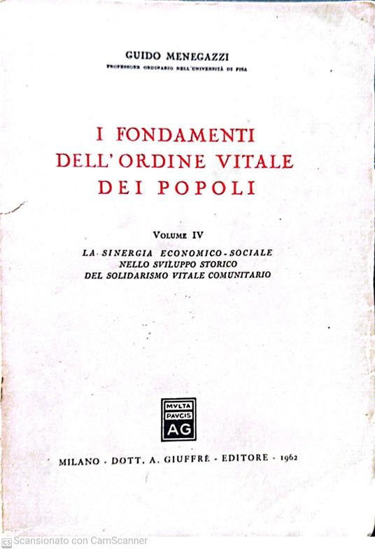 I fondamenti dell'ordine vitale dei popoli volume IV - Guido Menegazzi - copertina