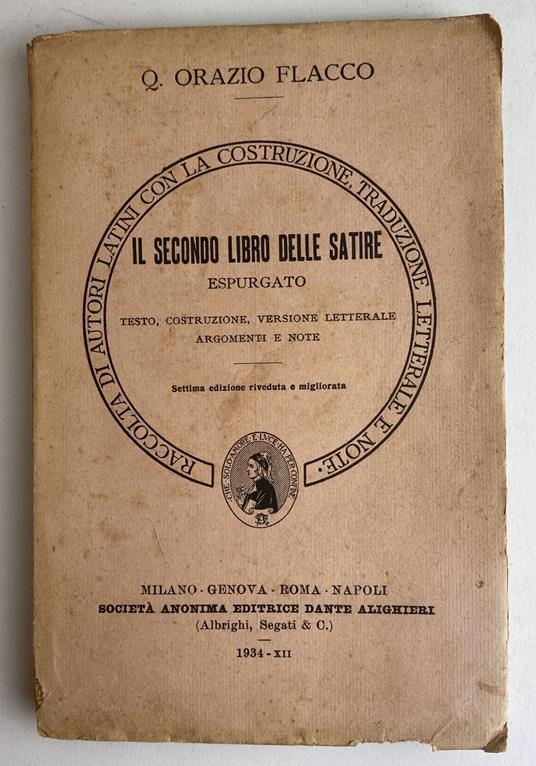Il secondo libro delle Satire. Espurgato - Q. Flacco Orazio - copertina