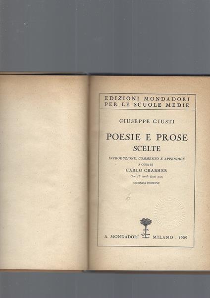 Poesie E Prose Scelte - Giuseppe Giusti - copertina