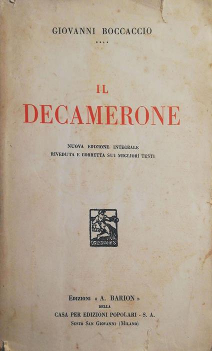 Il decamerone - Giovanni Boccaccio - copertina
