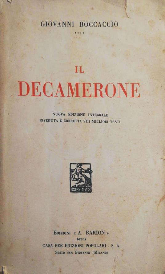 Il decamerone - Giovanni Boccaccio - copertina