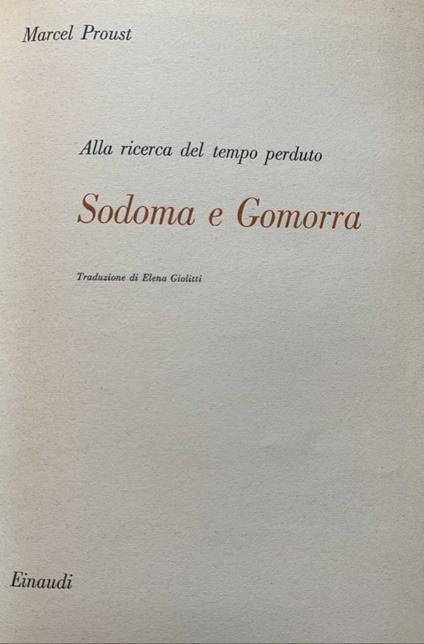 Sodoma e Gomorra - Marcel Proust - copertina