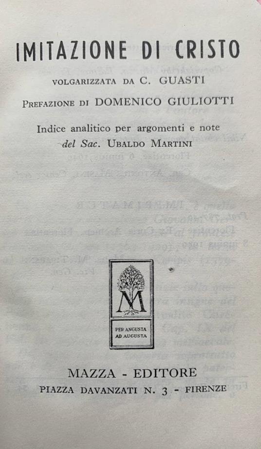 Imitazione di Cristo - copertina