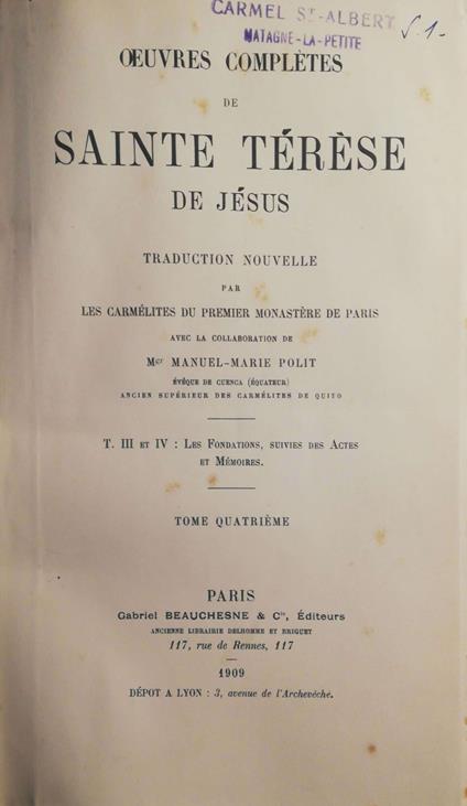 Oeuvres complètes de Sainte Térèse De Jésus - Anonimo - copertina