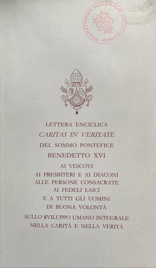 Lettera enciclica "Caritas in veritate" - Benedetto XVI (Joseph Ratzinger) - copertina
