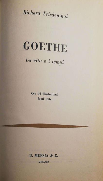 Goethe, la vita e i tempi - Richard Friedenthal - copertina