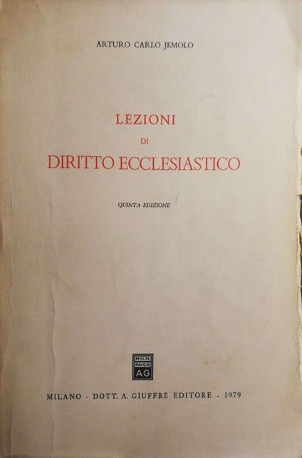 Lezioni di diritto ecclesiastico - Arturo Carlo Jemolo - copertina