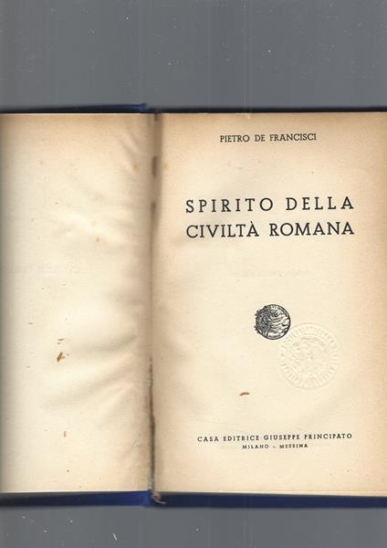 Spirito della civiltà romana - Pietro De Francisci - copertina