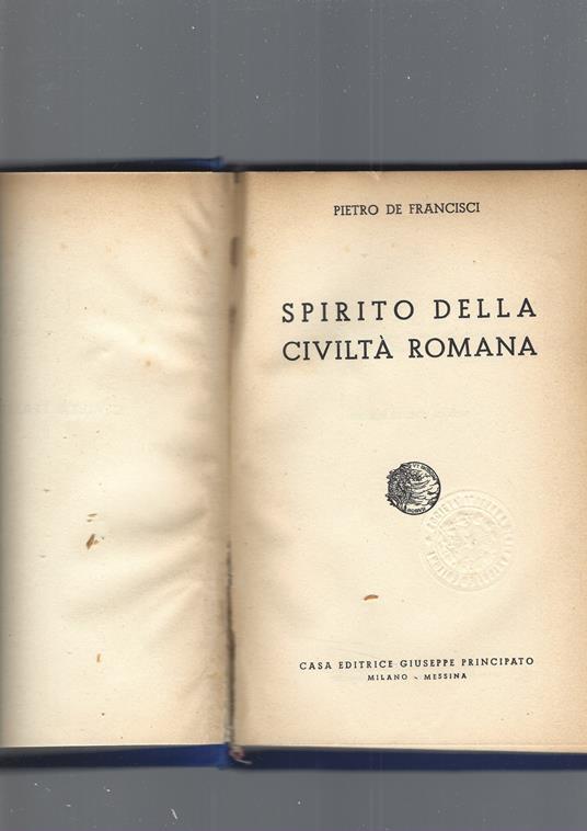 Spirito della civiltà romana - Pietro De Francisci - copertina