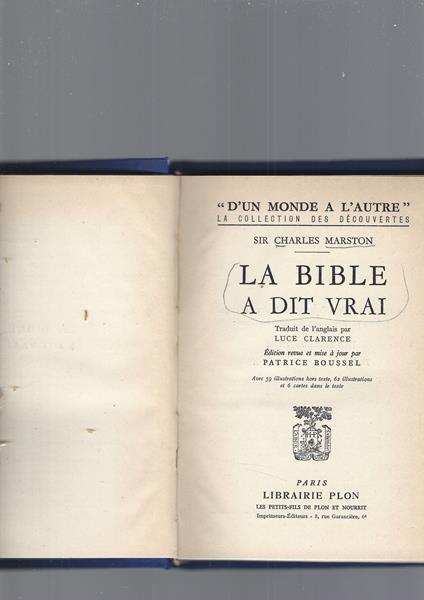 La Bible A Dit Vrai - Charles Marston - copertina
