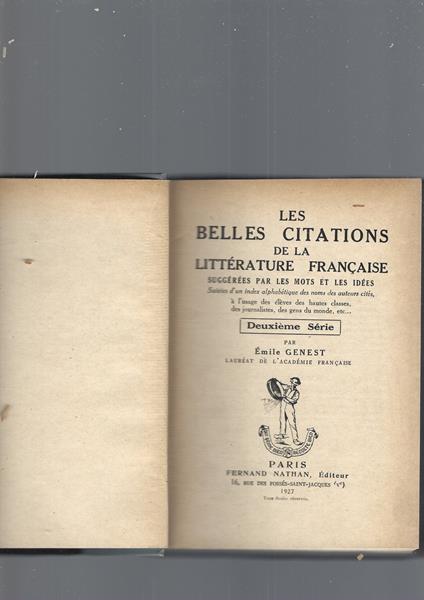 Les Belles Citations De La Litterature Francaise - Emile Genest - copertina