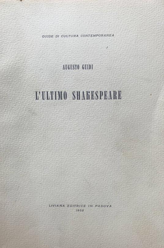 L' ultimo Shakespeare - Augusto Guidi - copertina