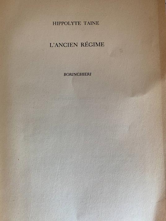 L' ancien régime - Hippolyte Taine - copertina