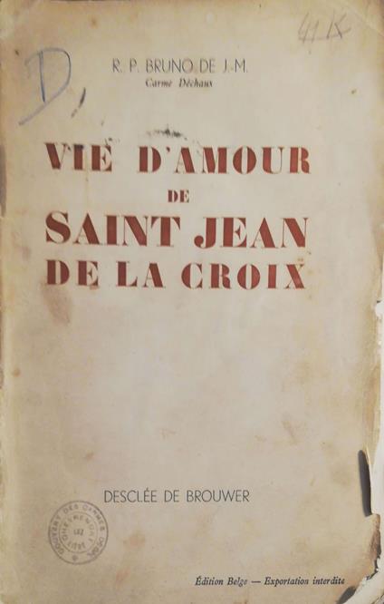 Vie d'amour de Saint Jean de la Croix - copertina