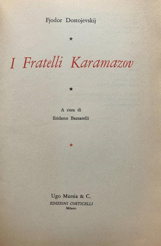 I fratelli Karamazov - Fëdor Dostoevskij - copertina
