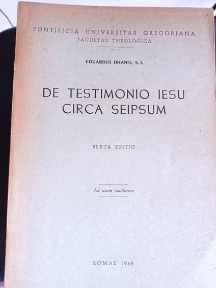 De Testimonio Iesu Circa Seipsum - copertina