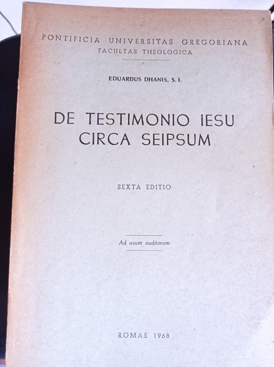 De Testimonio Iesu Circa Seipsum - copertina