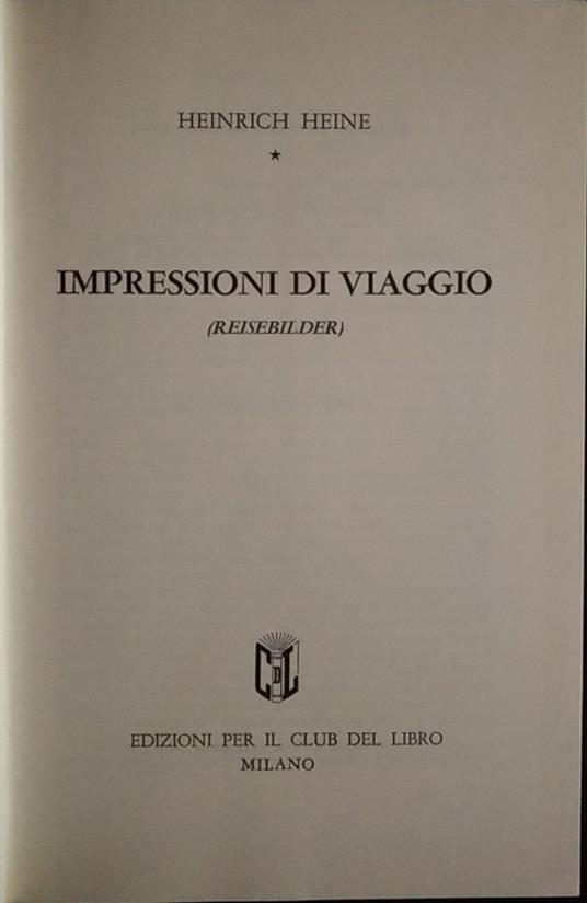 Impressioni di viaggio - Heinrich Heine - copertina