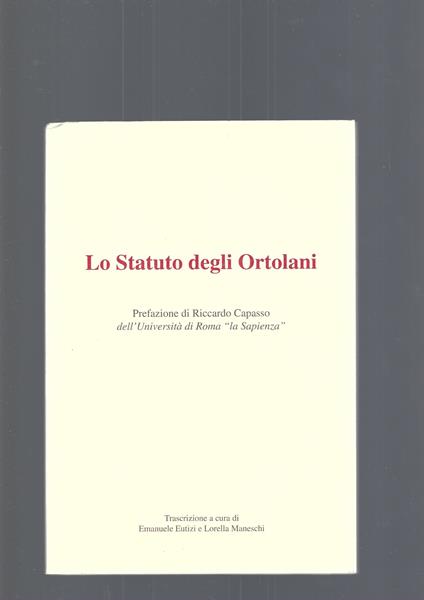 LO STATUTO DEGLI ORTOLANI. 2 volumi - copertina