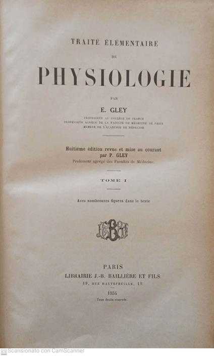 Traitè élémentaire de physiologie - copertina