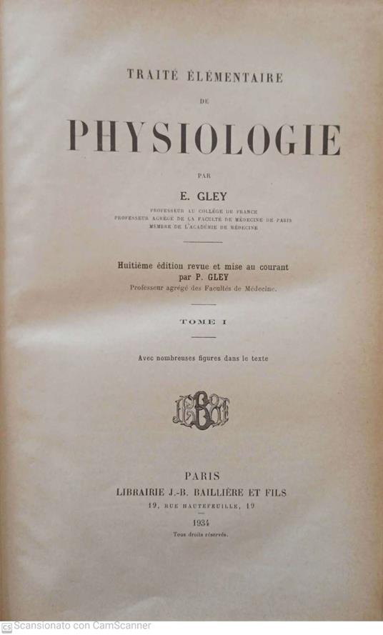 Traitè élémentaire de physiologie - copertina