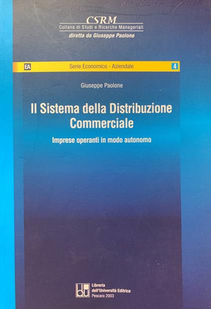 Il sistema della distribuzione commerciale - Giuseppe Paolone - copertina
