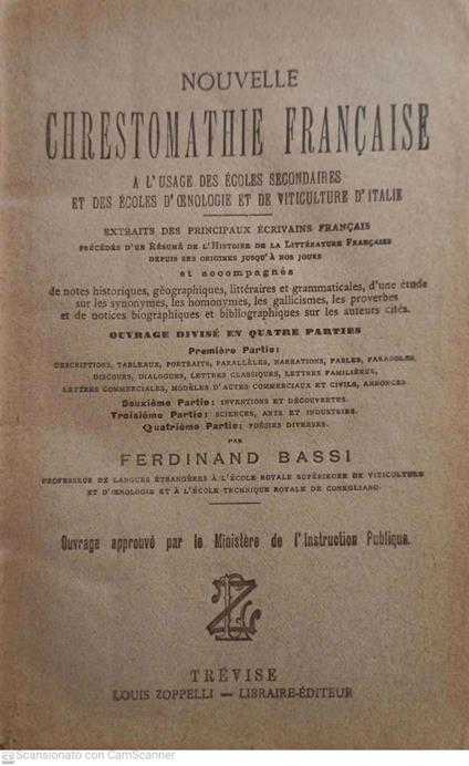 Nouvelle Chrestomathie Francaise - Ferdinando Bassoli - copertina
