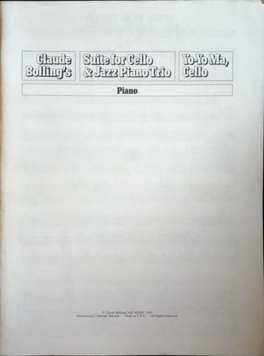 Suite for Cello & Jazz Piano Trio - copertina