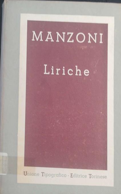Liriche - Alessandro Manzoni - copertina