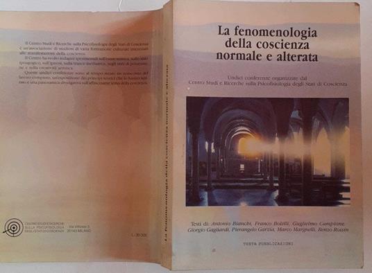 La fenomenologia della coscienza normale e alterata - copertina