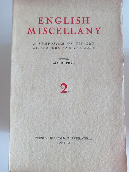 English Miscellany 2 - Mario Praz - copertina
