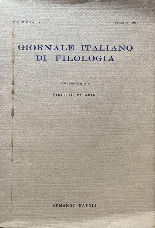 Giornale italiano di filologia - Virgilio Paladini - copertina