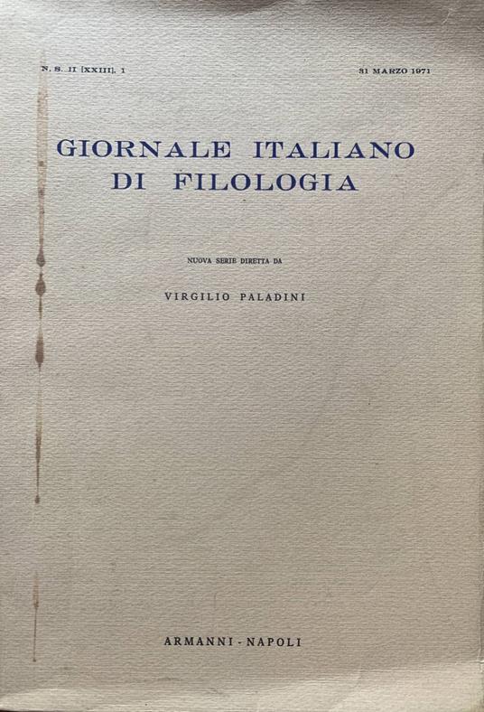 Giornale italiano di filologia - Virgilio Paladini - copertina