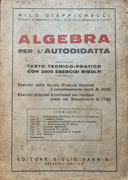 Algebra per l'autodidatta - copertina
