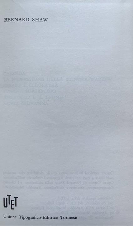 Le opere - Bernard Shaw - copertina