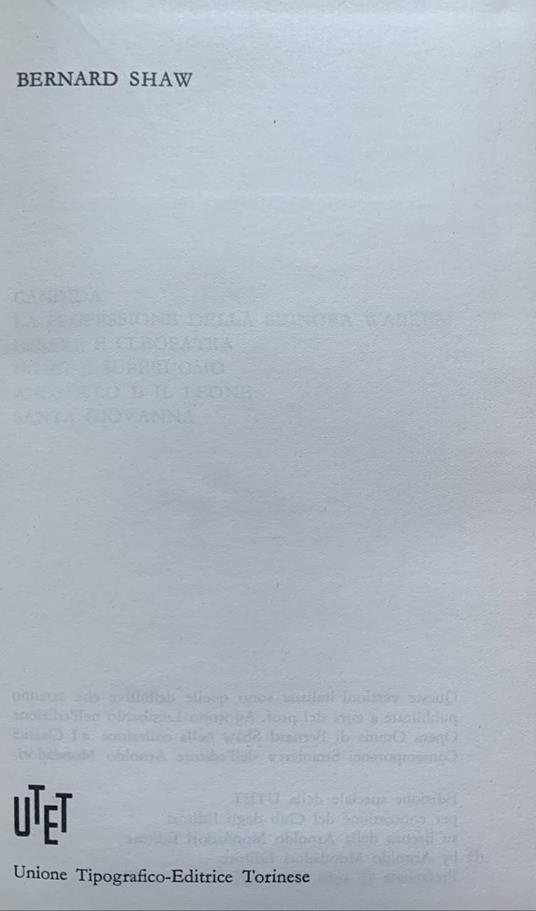 Le opere - Bernard Shaw - copertina
