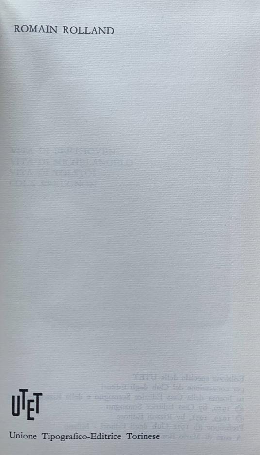 Vita di Beethoven - Vita di Michelangelo - Vita di Tolstoj - Cola Breugnon - Romain Rolland - copertina
