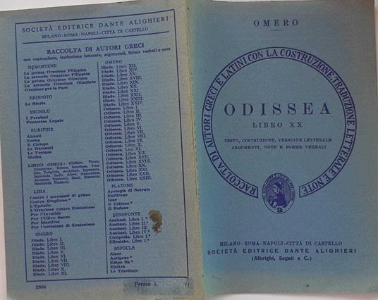 Odissea libro XX - Omero - copertina