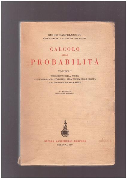 Calcolo delle probabilità Volume I - Guido Castelnuovo - copertina