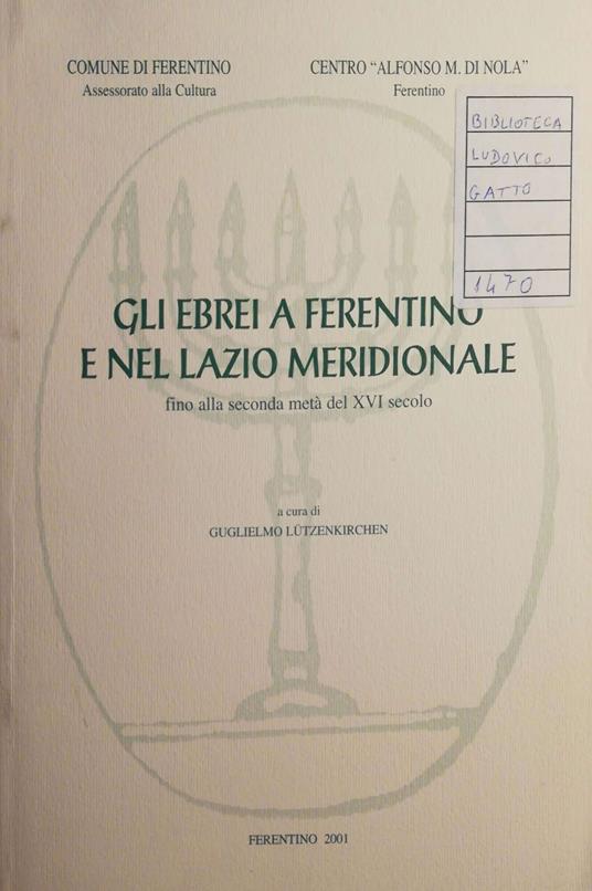 Gli ebrei a Ferentino e nel Lazio Meridionale - copertina