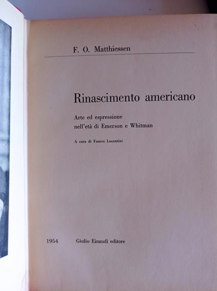 Rinascimento americano - F. O. Matthiessen - copertina