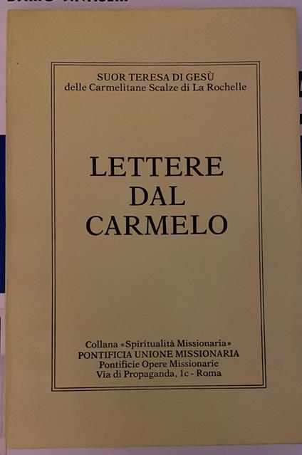 Lettere dal Carmelo - copertina