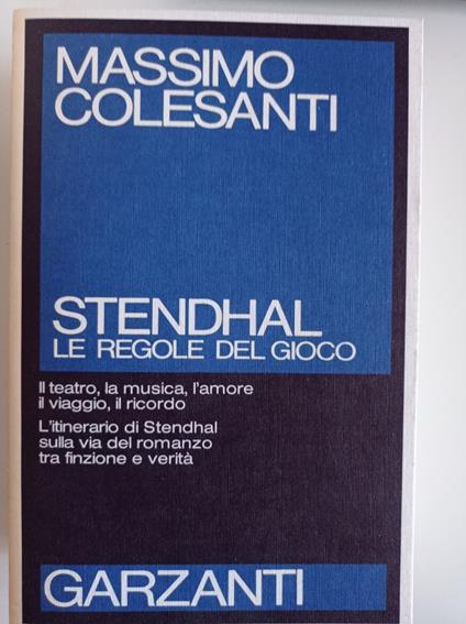 Stendhal. Le regole del gioco - Massimo Colesanti - copertina