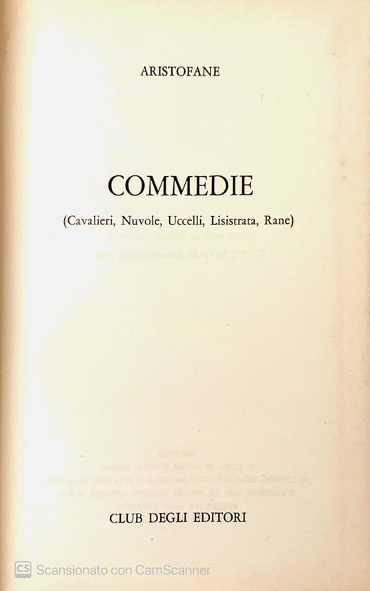Commedie - Aristofane - copertina