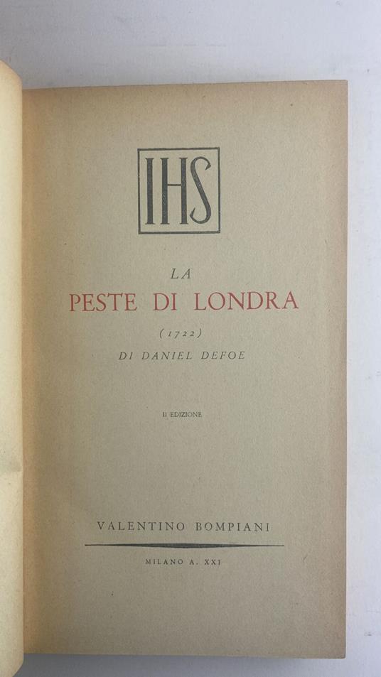 La peste di Londra - DEFOE Daniel,Daniel Defoe - copertina
