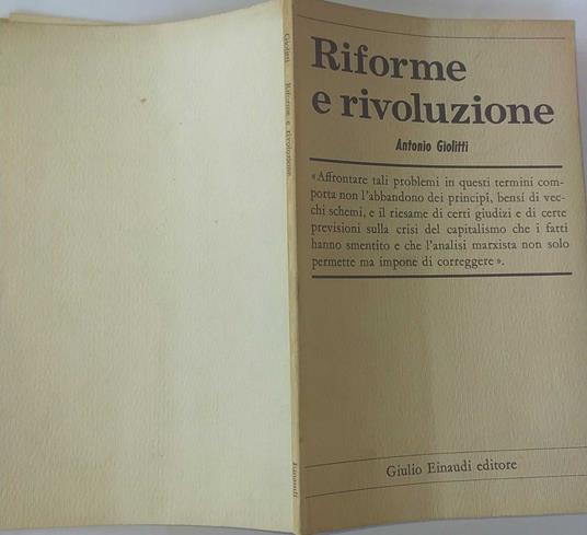 Riforme e rivoluzione - Antonio Giolitti - copertina