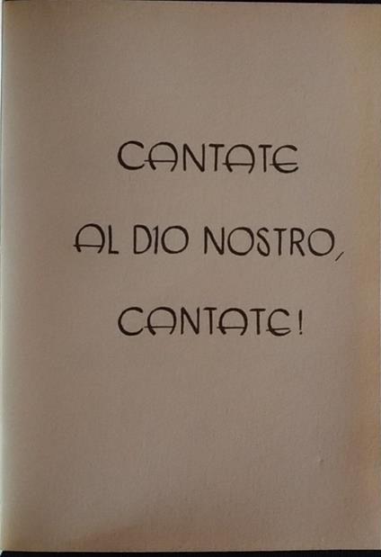 Cantate al Dio nostro, cantate - copertina