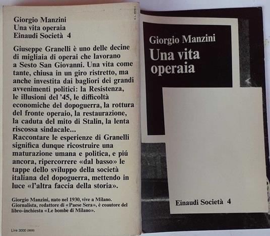 Una vita operaia - Giorgio Manzini - copertina