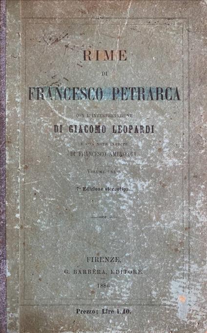 Rime - Francesco Petrarca - copertina