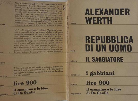 Repubblica di un uomo - Alexander Werth - copertina